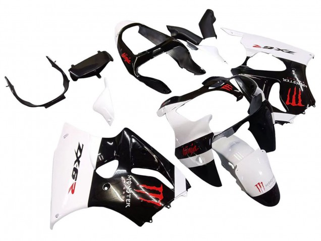 2000-2002 Kawasaki ZX6R Motorcycle Fairings - White Black Red Monster UK Manufacturers
