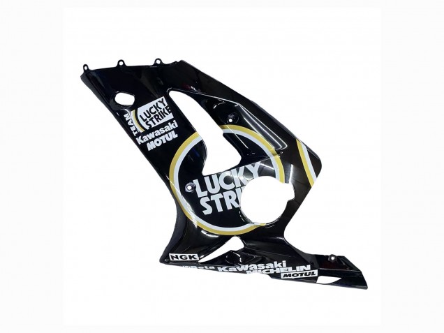2003-2004 Kawasaki ZX6R Motorcycle Fairings - Glossy Black White Motul Lucky Strike UK Manufacturers