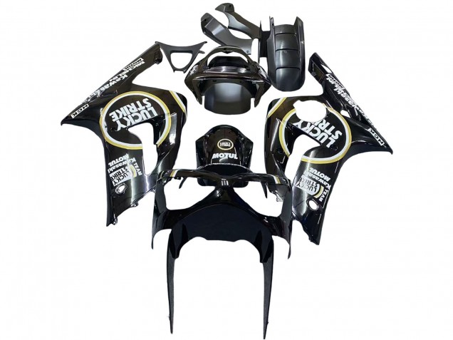 2003-2004 Kawasaki ZX6R Motorcycle Fairings - Glossy Black White Motul Lucky Strike UK Manufacturers