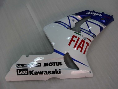 2003-2004 Kawasaki ZX6R Motorcycle Fairings - White Blue Red Fiat UK Manufacturers