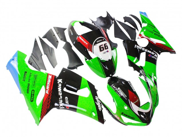 2005-2006 Kawasaki ZX6R Motorcycle Fairings - Green Red Black Elf 66 UK Manufacturers