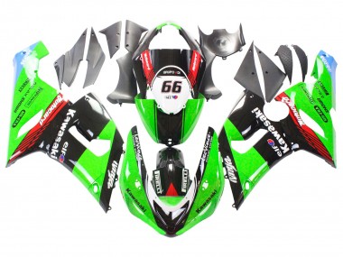 2005-2006 Kawasaki ZX6R Motorcycle Fairings - Green Red Black Elf 66 UK Manufacturers