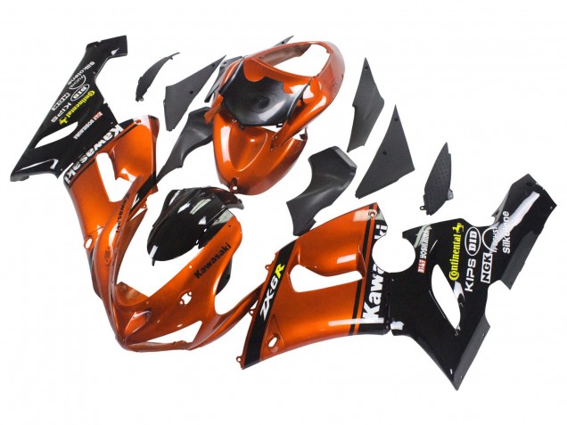 2005-2006 Kawasaki ZX6R Motorcycle Fairing - Orange Black UK Manufacturers