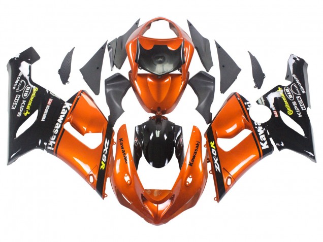 2005-2006 Kawasaki ZX6R Motorcycle Fairing - Orange Black UK Manufacturers