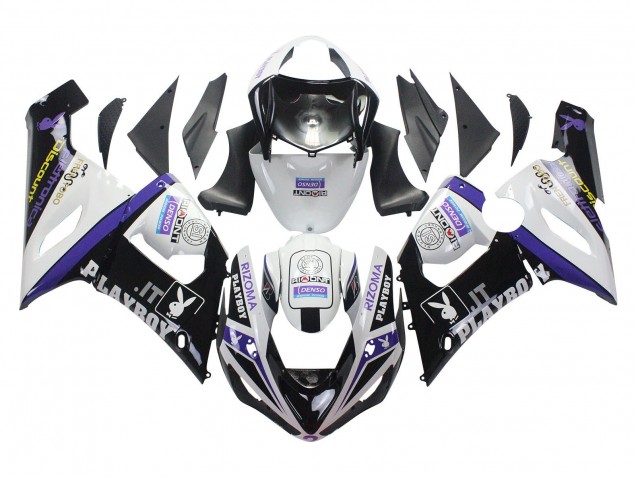 2005-2006 Kawasaki ZX6R Motorcycle Fairings - White Purple Black Rizoma Playboy DENSO UK Manufacturers