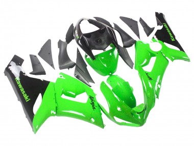 2005-2006 Kawasaki ZX6R Motorcycle Fairings - Green Black Ninja UK Manufacturers