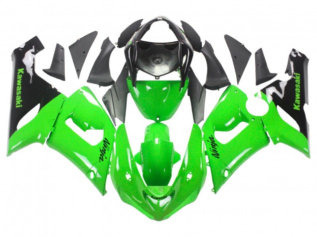 2005-2006 Kawasaki ZX6R Motorcycle Fairings - Green Black Ninja UK Manufacturers