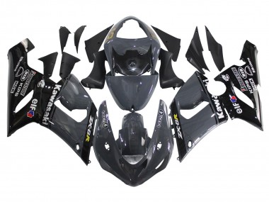 2005-2006 Kawasaki ZX6R Motorcycle Fairings - Dark Grey Black UK Manufacturers