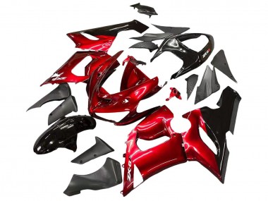 2005-2006 Kawasaki ZX6R Motorcycle Fairings - Red Black UK Manufacturers