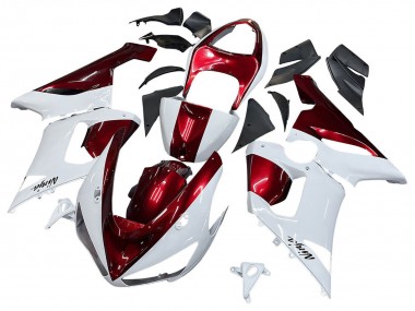 2005-2006 Kawasaki ZX6R Motorcycle Fairings - White Red UK Manufacturers