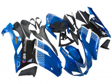 2007-2008 Kawasaki ZX6R Motorcycle Fairings - Black Blue Elf UK Manufacturers