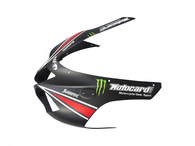 2007-2008 Kawasaki ZX6R Motorcycle Fairings - Black White Red with White Snow Decal Ninja Elf UK Manufacturers