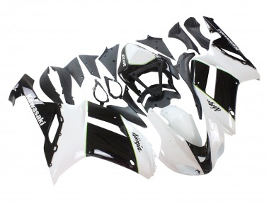 2007-2008 Kawasaki ZX6R Motorcycle Fairings - Black White Ninja UK Manufacturers