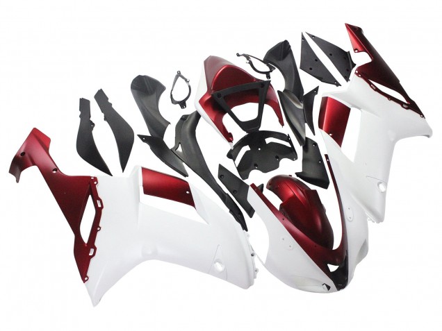 2007-2008 Kawasaki ZX6R Motorcycle Fairing - White Red UK Manufacturers
