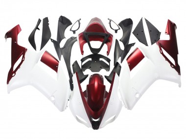 2007-2008 Kawasaki ZX6R Motorcycle Fairing - White Red UK Manufacturers