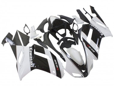 2007-2008 Kawasaki ZX6R Motorcycle Fairing - White Black UK Manufacturers