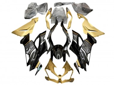 2019-2022 Kawasaki ZX6R Motorcycle Fairings - Gold Glossy Black White Honeycomb UK Manufacturers