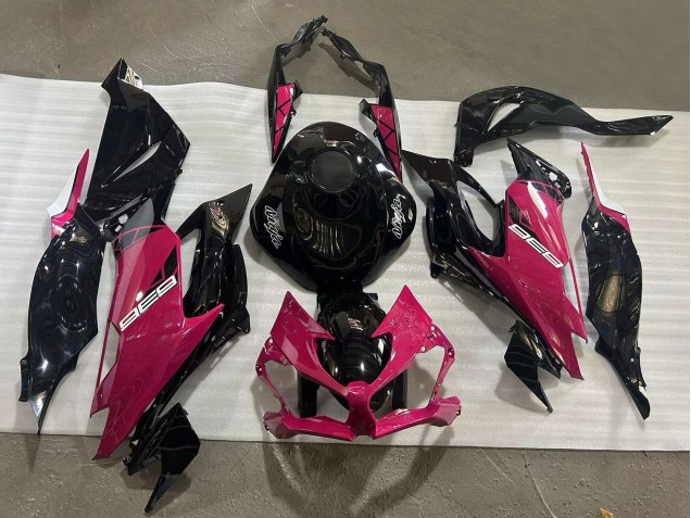 2019-2022 Kawasaki ZX6R Motorcycle Fairings - Glossy Black Pink Ninja UK Manufacturers