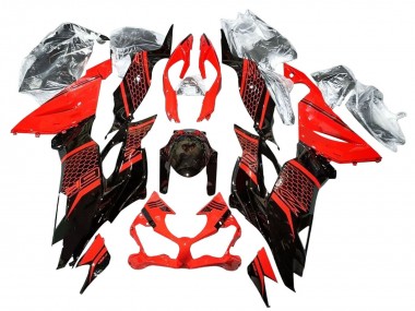 2019-2022 Kawasaki ZX6R Motorcycle Fairings - Red Glossy Black Honeycomb UK Manufacturers
