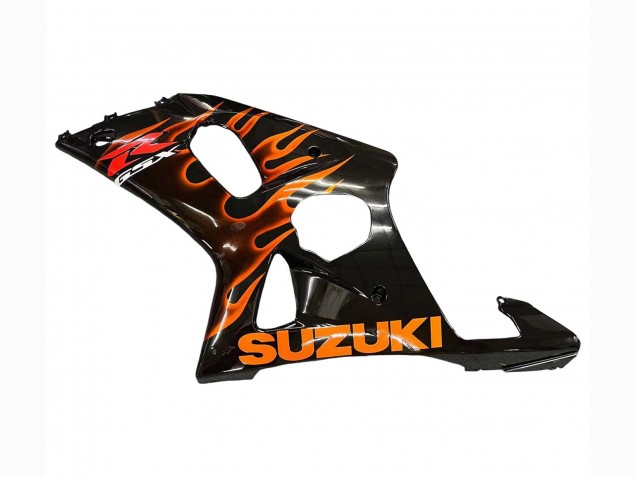 2000-2002 Suzuki GSXR1000 Motorcycle Fairings - Glossy Black Orange Flame UK Manufacturers