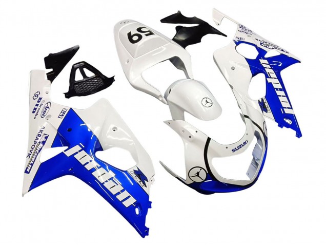 2000-2002 Suzuki GSXR1000 Motorcycle Fairings - White Blue Jordan 59 UK Manufacturers