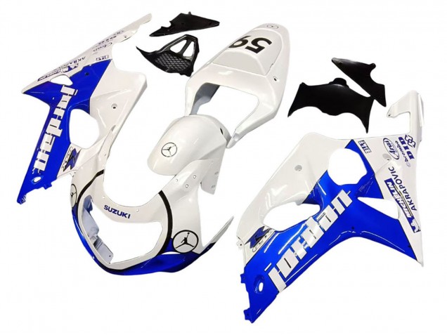 2000-2002 Suzuki GSXR1000 Motorcycle Fairings - White Blue Jordan 59 UK Manufacturers