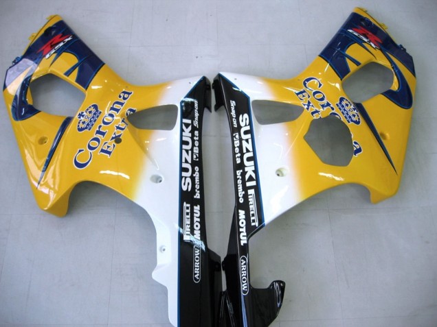 2000-2002 Suzuki GSXR1000 Motorcycle Fairings - Yellow Dark Blue White Motul Corona UK Manufacturers