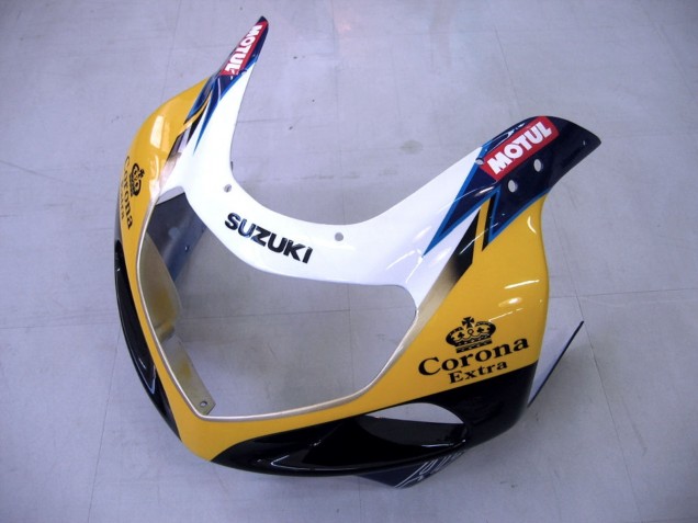 2000-2002 Suzuki GSXR1000 Motorcycle Fairings - Yellow Dark Blue White Motul Corona UK Manufacturers