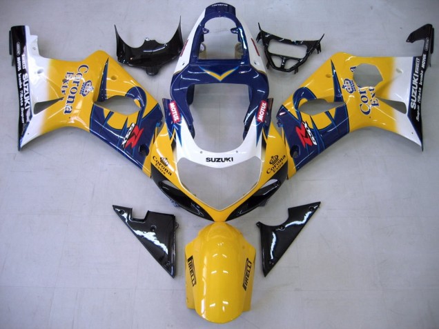 2000-2002 Suzuki GSXR1000 Motorcycle Fairings - Yellow Dark Blue White Motul Corona UK Manufacturers
