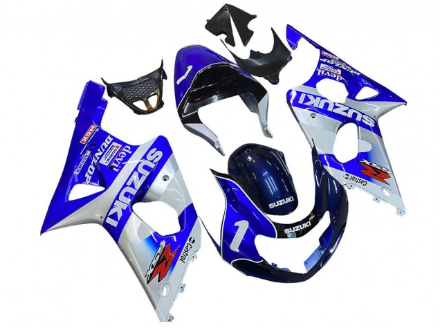 2000-2002 Suzuki GSXR1000 Motorcycle Fairings - Blue White Silver Castrol Dunlop UK Manufacturers