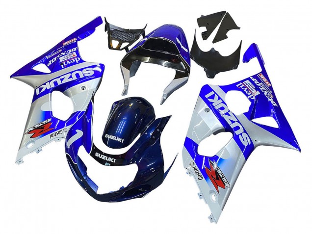 2000-2002 Suzuki GSXR1000 Motorcycle Fairings - Blue White Silver Castrol Dunlop UK Manufacturers