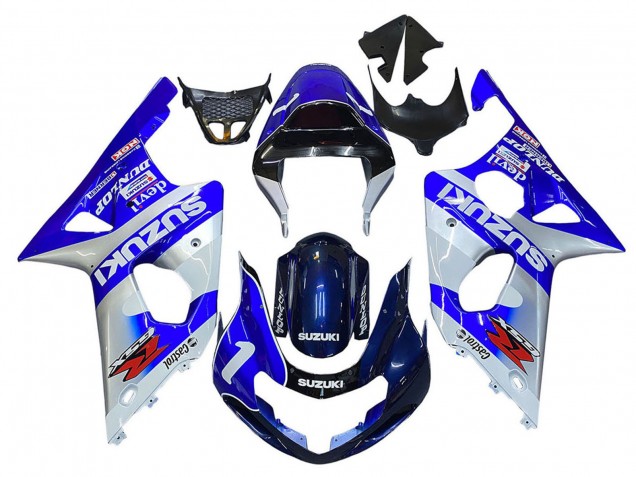 2000-2002 Suzuki GSXR1000 Motorcycle Fairings - Blue White Silver Castrol Dunlop UK Manufacturers