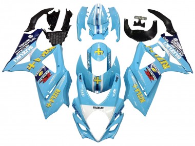 2007-2008 Suzuki GSXR 1000 Motorcycle Fairings - Light Blue Yellow Black Motul Rizla UK Manufacturers