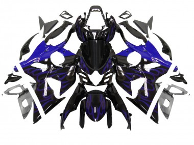 2007-2008 Suzuki GSXR 1000 Motorcycle Fairing - Glossy Black Blue Flame UK Manufacturers