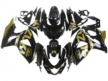 2009-2016 Suzuki GSXR 1000 Motorcycle Fairings - Glossy Black Gold UK Manufacturers