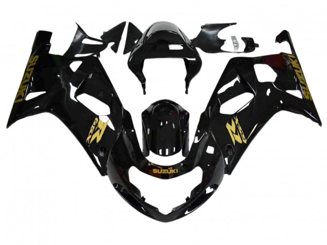 2001-2003 Suzuki GSXR 600 / GSXR 750 Motorcycle Fairings - Glossy Black Gold Decal UK Manufacturers