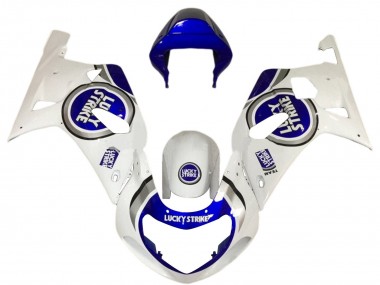 2001-2003 Suzuki GSXR 600 / GSXR 750 Motorcycle Fairings - White Blue Lucky Strike UK Manufacturers