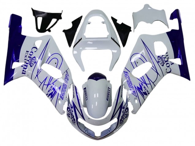 2001-2003 Suzuki GSXR 600 / GSXR 750 Motorcycle Fairings - White Blue Corona Alstare UK Manufacturers