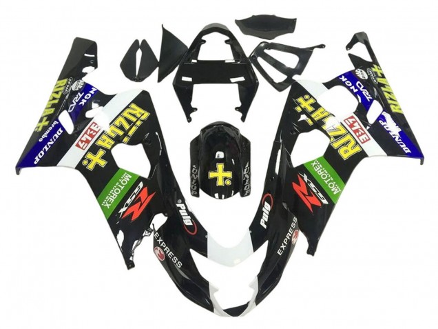 2001-2003 Suzuki GSXR 600 / GSXR 750 Motorcycle Fairings - Glossy Black Green White Yellow Rizla UK Manufacturers