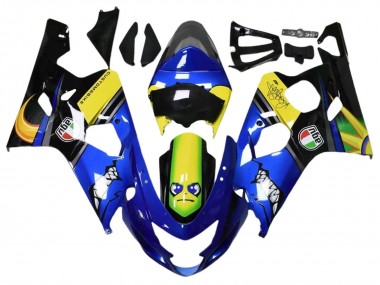 2004-2005 Suzuki GSXR 600 / GSXR 750 Motorcycle Fairings - Blue Yellow Black Shark UK Manufacturers