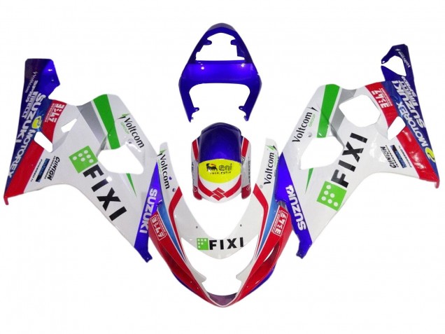 2004-2005 Suzuki GSXR 600 / GSXR 750 Motorcycle Fairings - White Blue Red Yellow Green Fixi UK Manufacturers