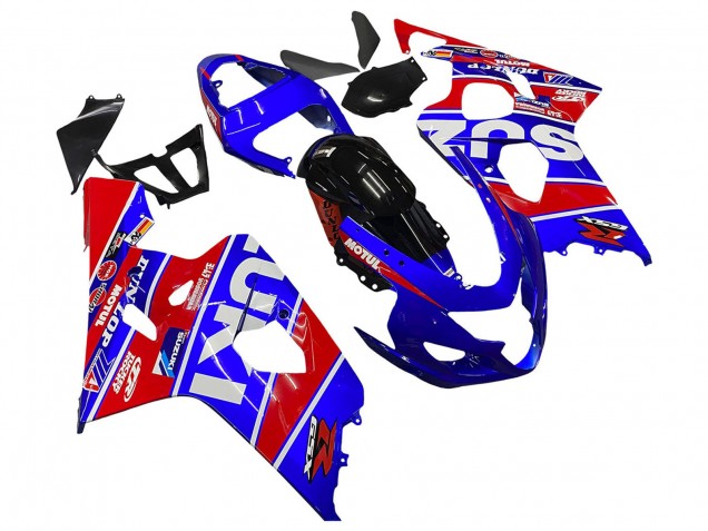 2004-2005 Suzuki GSXR 600 / GSXR 750 Motorcycle Fairings - Blue Red Black Motul Dunlop UK Manufacturers