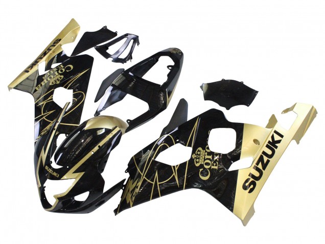 2004-2005 Suzuki GSXR 600 / GSXR 750 Motorcycle Fairings - Glossy Black Gold Corona UK Manufacturers