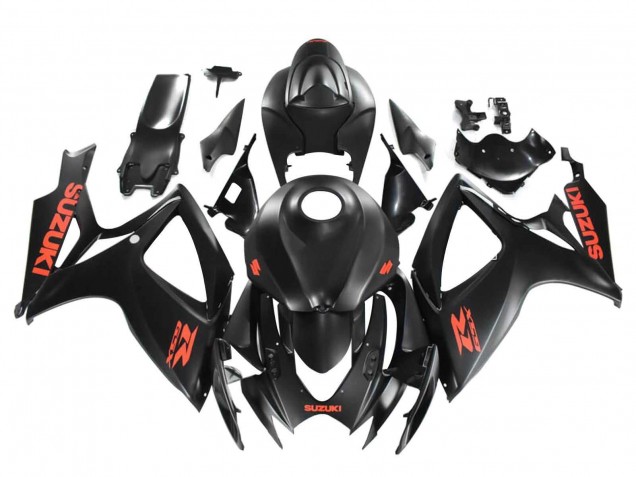 2004-2005 Suzuki GSXR 600 / GSXR 750 Motorcycle Fairings - Matte Black Red Decal UK Manufacturers
