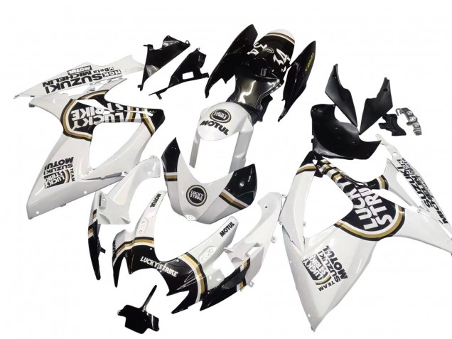 2006-2007 Suzuki GSXR 600 / GSXR 750 Motorcycle Fairings - White Black Lucky Strike Motul UK Manufacturers