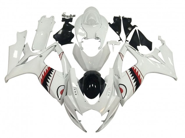 2006-2007 Suzuki GSXR 600 / GSXR 750 Motorcycle Fairings - White Red Black Shark UK Manufacturers