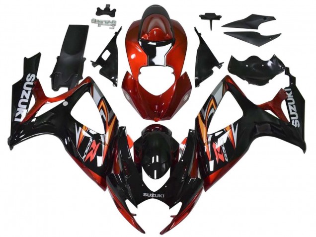 2006-2007 Suzuki GSXR 600 / GSXR 750 Motorcycle Fairings - Red Glossy Black Orange UK Manufacturers