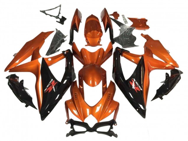 2008-2010 Suzuki GSXR 600 / GSXR 750 Motorcycle Fairing - Orange Glossy Black UK Manufacturers