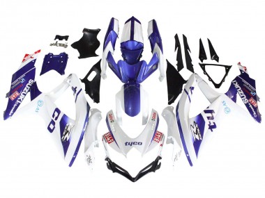 2008-2010 Suzuki GSXR 600 / GSXR 750 Motorcycle Fairings - White Blue Black Tyco UK Manufacturers