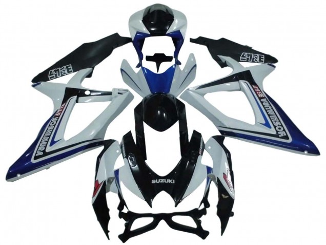 2008-2010 Suzuki GSXR 600 / GSXR 750 Motorcycle Fairings - White Blue Glossy Black Alstare UK Manufacturers